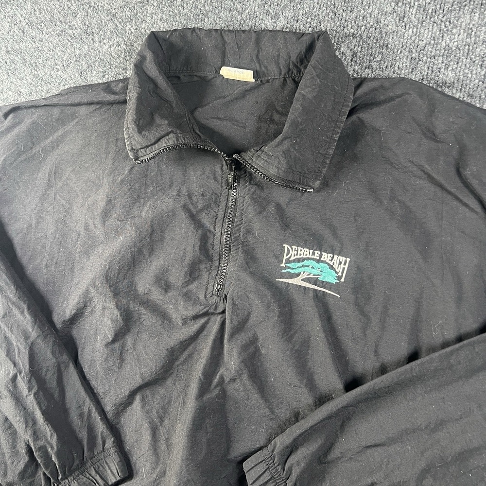 Vintage Pebble Beach Crazy Shirts Windbreaker XL Black Nylon USA Made Golf‎